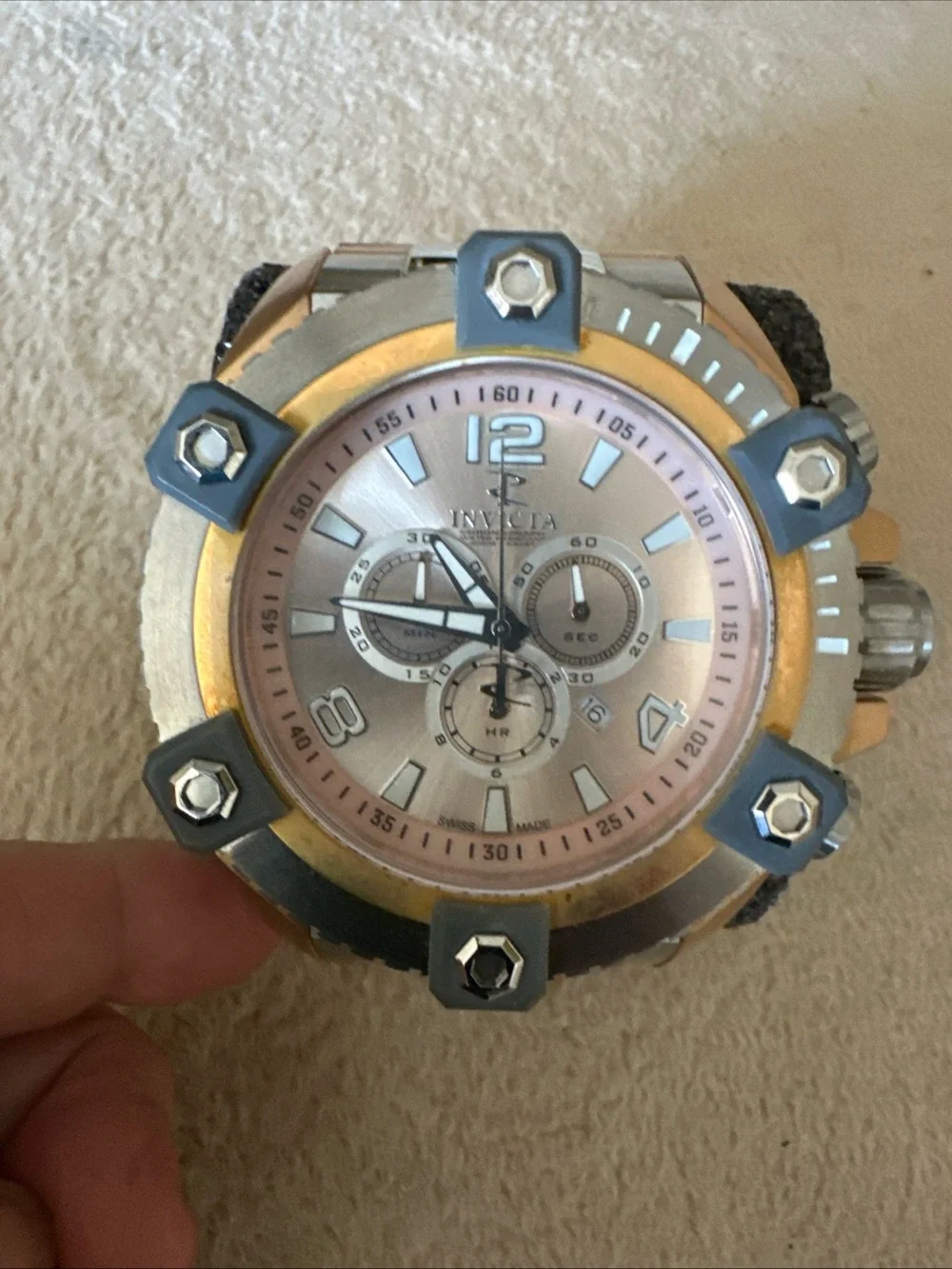 Invicta Reserve Octane #16028 Chrono Watch 2-Tone Rose Gold Gunmetal 56mm WR200m